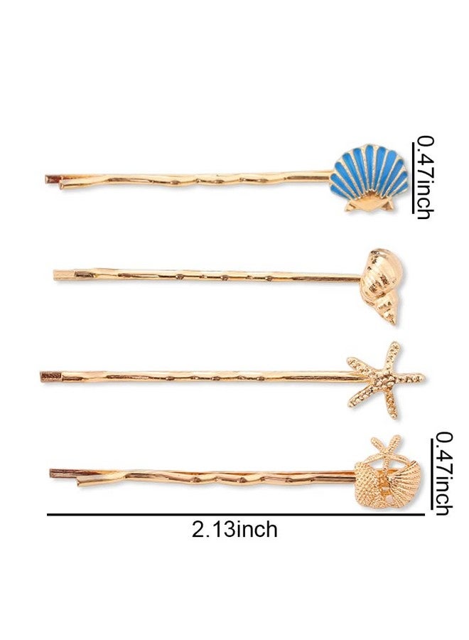 Guqqeuc Shell Starfish Bobby Pins Set Shiny Seashell Hair Clips Set For Women Girls Summer Beach Hair Accessories For Long Short Hair Barrettes For Teen Girls Ocean Themd Hairpins 4 Pairs - Image 3