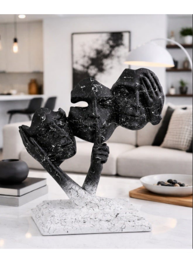 Modern Decorative Bust Statue – Matte Black/White David Sculpture for Home & Office Decor