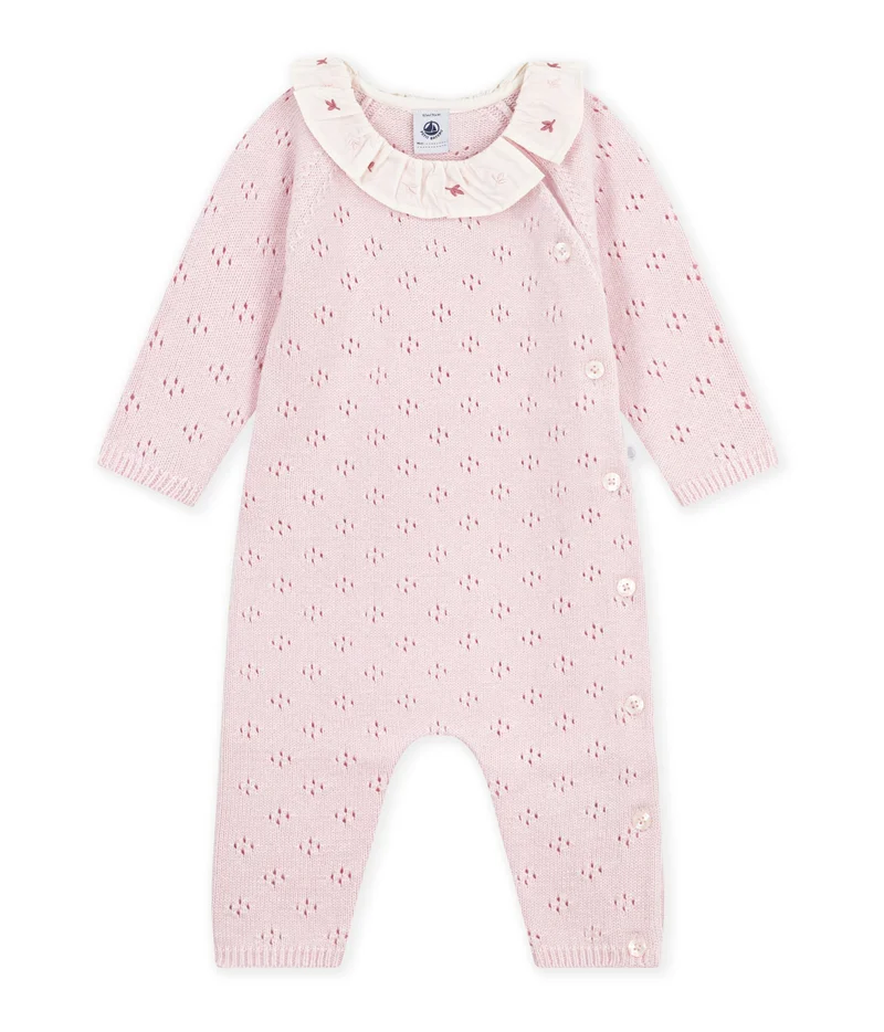 بيتي باتو Babies' Jumpsuit In Wool And Cotton Knit With A Plain Collar