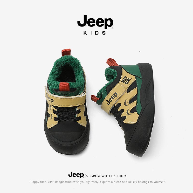 Jeep Children'S Shoes Baby Shoes Winter Children'S Soft Sole Toddler Shoes Baby Shoes Fleece-Lined Sports Shoes Boys Large Cotton Shoes - Image 3