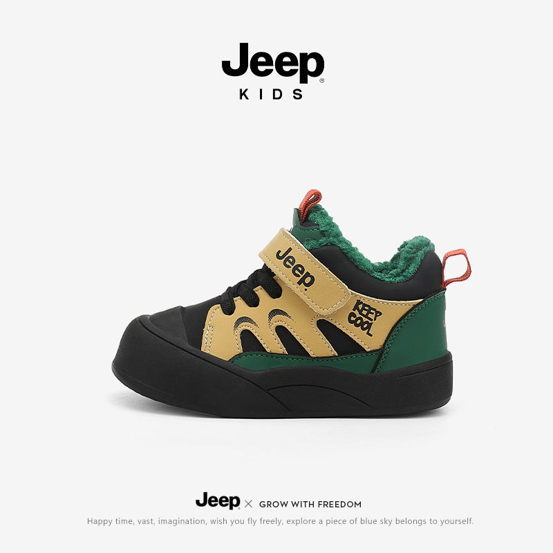 Jeep Children'S Shoes Baby Shoes Winter Children'S Soft Sole Toddler Shoes Baby Shoes Fleece-Lined Sports Shoes Boys Large Cotton Shoes - Image 2