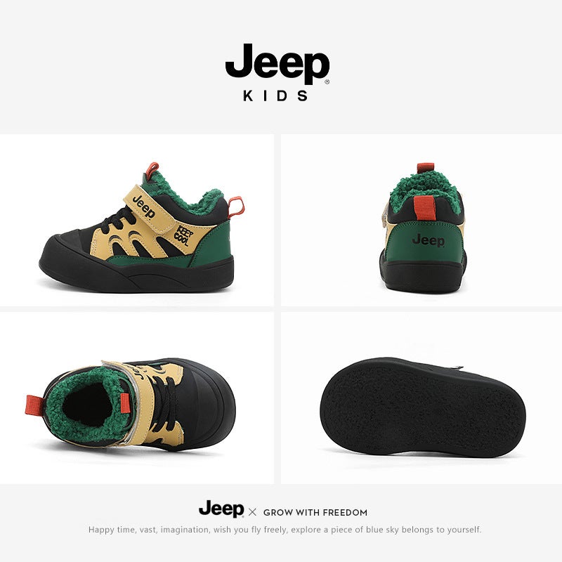 Jeep Children'S Shoes Baby Shoes Winter Children'S Soft Sole Toddler Shoes Baby Shoes Fleece-Lined Sports Shoes Boys Large Cotton Shoes - Image 4