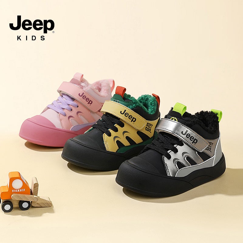 Jeep Children'S Shoes Baby Shoes Winter Children'S Soft Sole Toddler Shoes Baby Shoes Fleece-Lined Sports Shoes Boys Large Cotton Shoes - Image 5