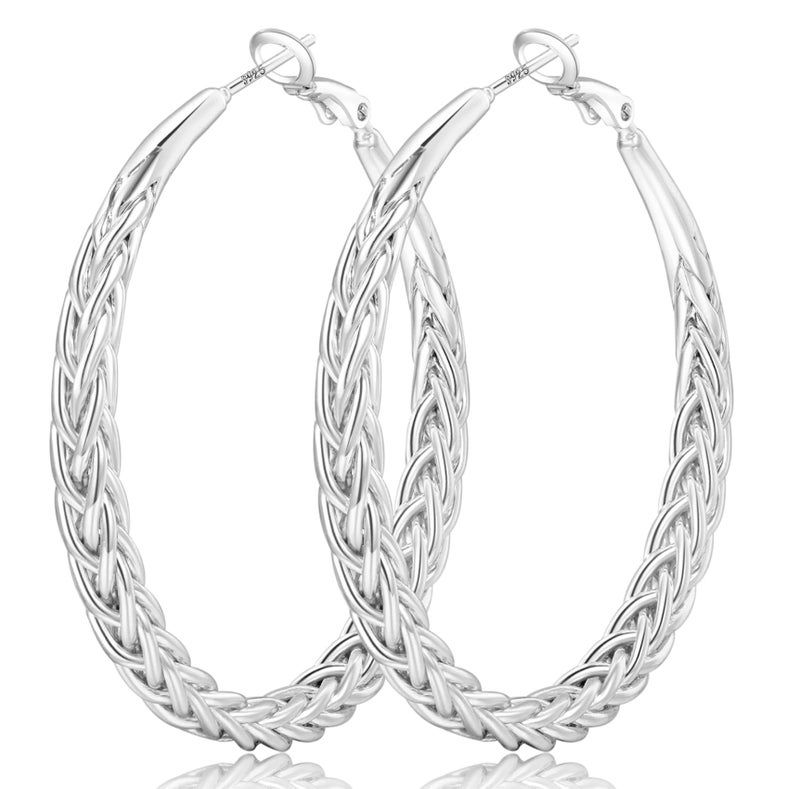 Senteria Silver Hoop Earrings for Women 925 Sterling Silver Hoops Earrings Hypoallergenic Lightweight Large Silver Hoop Earrings Thick Twisted Hoops - Image 1