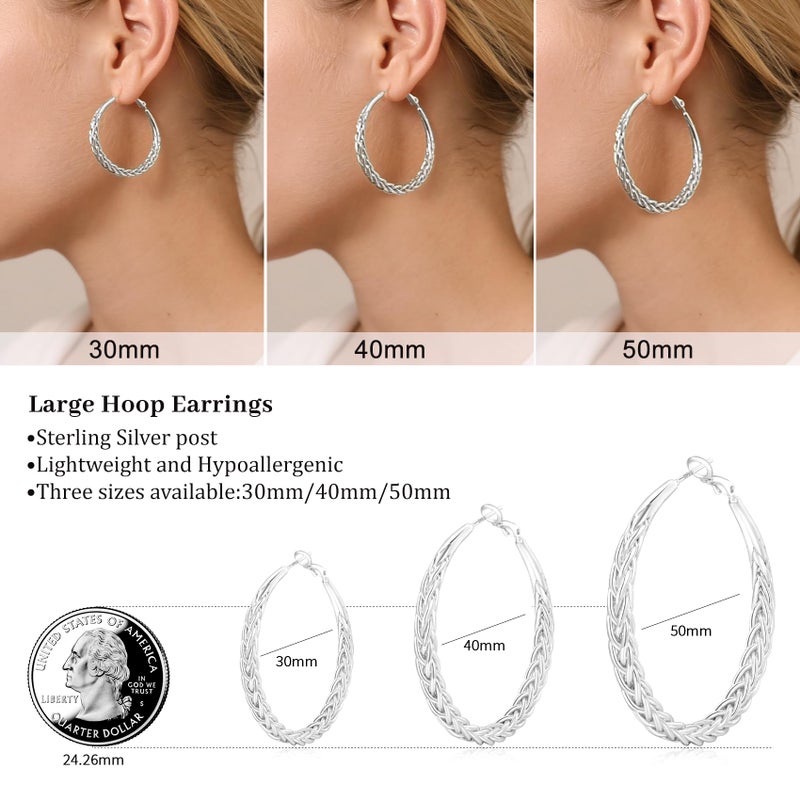 Senteria Silver Hoop Earrings for Women 925 Sterling Silver Hoops Earrings Hypoallergenic Lightweight Large Silver Hoop Earrings Thick Twisted Hoops - Image 5