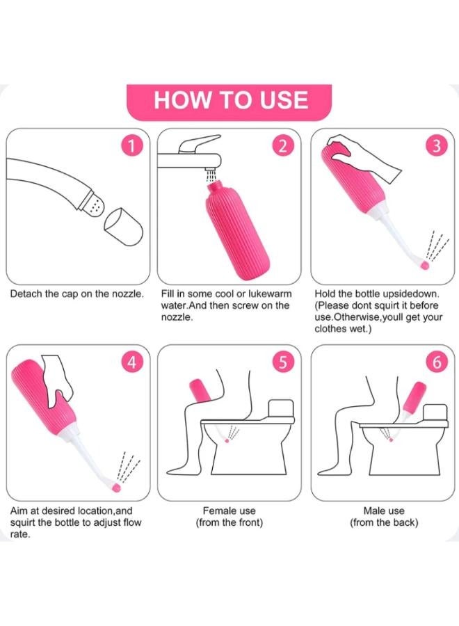 Portable Bidet 16.9oz/500ml Portable Travel Bidet for Personal Hygiene Cleaning - Perineal Bottle with 2 Nozzles & Retractable Conduit and Storage Bag  - Image 3