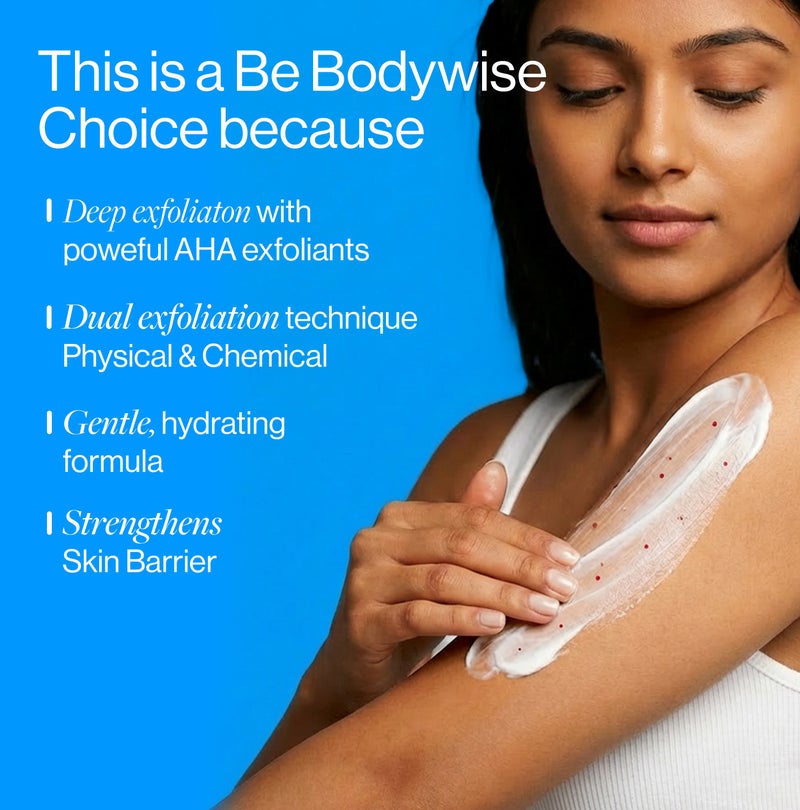 Be Bodywise 10% Lactic AHA Exfoliating Body Scrub (200g) | For Tan Removal & Soft-Smooth Skin | For Women | De-Tan Bathing Scrub with Centella Water & Aloe Vera - Image 2