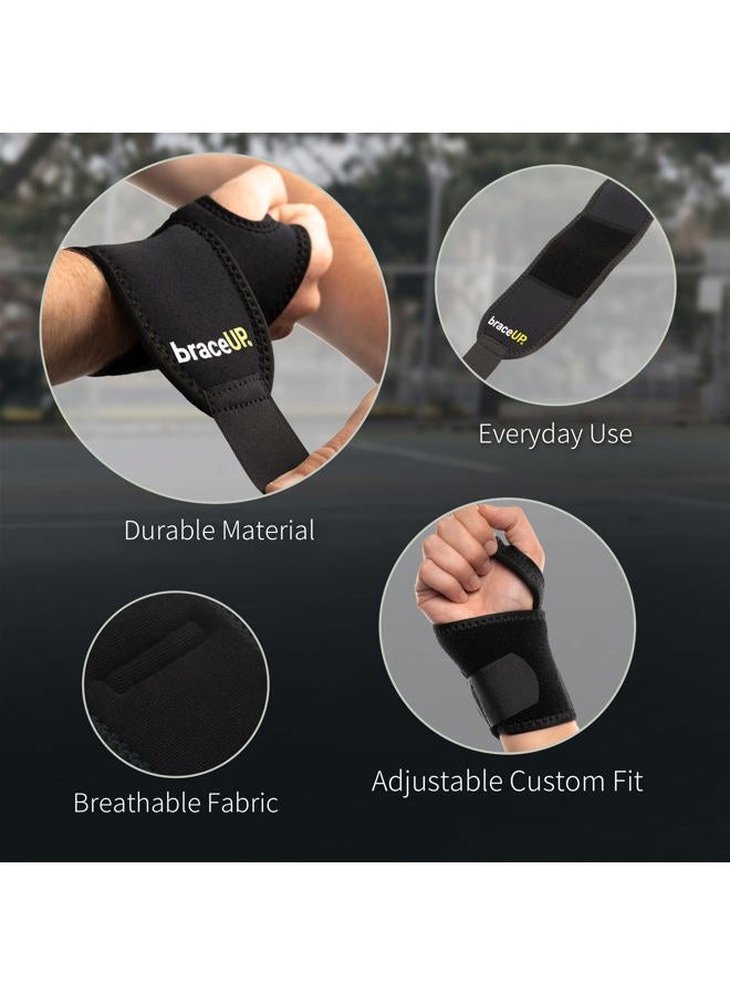 BraceUP Adjustable Wrist Support, One Size Adjustable (Black) - Image 5