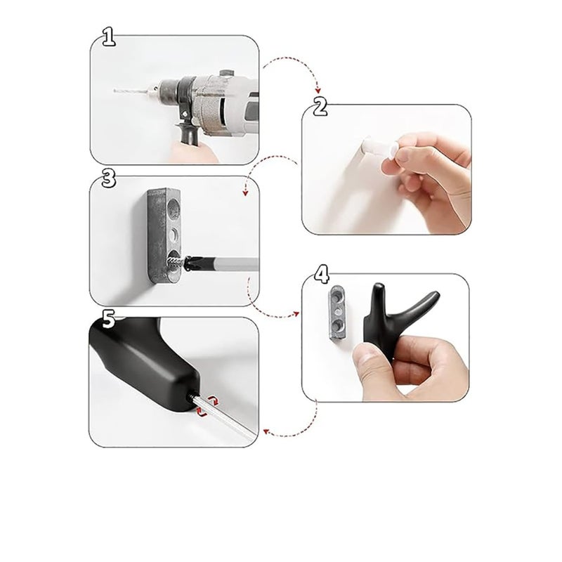 Zikra Hooks for Clothes Towel Hooks Coat Hook Cow Head Wall Hooks for Heavy Duty Door Hanger Towel Robe Clothes Cabinet Closet Sponges Hook for Bathroom Bedroom Kitchen Hotel Pool (4 Packs Matte Black) - Image 3