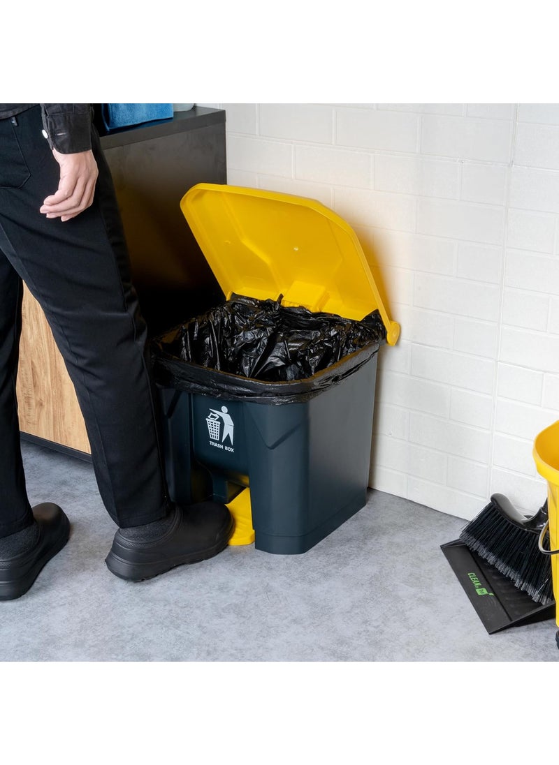 Restaurantware Restaurantware  RW Clean 8 Gallon Garbage Bin 1 StepOn Trash Can with Foot Pedal  Hinged Lid Easy to Assemble Dark Gray Plastic Waste Bin Compact for Bedroom Office Or Kitchen  - Image 3