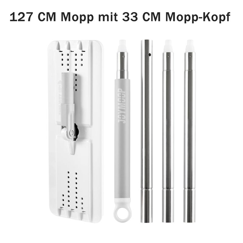 JOYMOOP Flat Mops, Microfiber Mop for Floor Cleaning and Wall Cleaner, 50" Mop Handle with Flexible 13" Flat Head with a Microfiber Mop Pad - White - Image 3