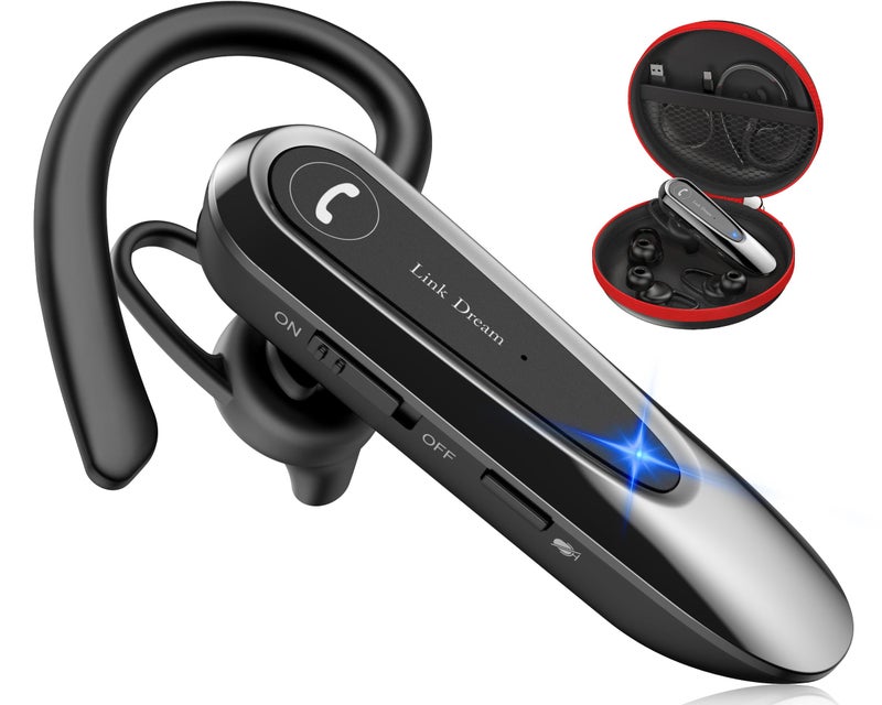 Link Dream Bluetooth Earpiece Wireless CVC8.0 Headset for Cell Phone Dual Mic Noise Canceling Handsfree Phone Earpiece with Mute 20Hrs Talk Time 180 Days Standby for iPhone Android Home Office Driving - Image 1