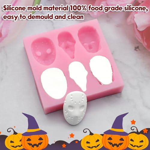 OFDNE Halloween Silicone Molds for Chocolate,6 Cavities Halloween Large Scary Movie Characters Heads Chocolate Molds, Funny Horror 3D Halloween Chocolate Candy Molds for Soap Pudding Jelly Making - Image 3