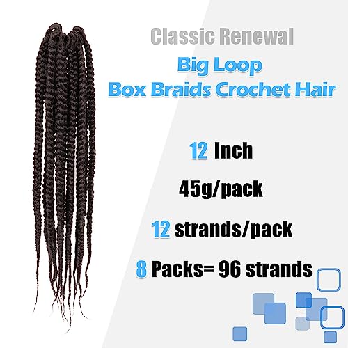 BOHOBABE Box Braids Crochet Hair 12 Inch 8 Packs Prelooped Medium Short Brown Knotless Crochet Box Braiding Hair 4 - Image 3