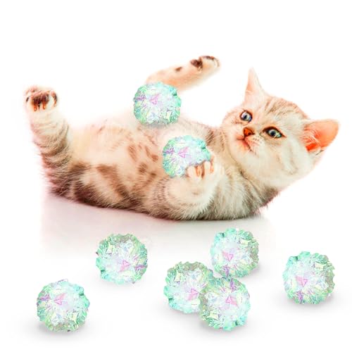SunGrow Mylar Cat Crinkle Balls 2 Shiny and Stress Buster Toy Lightweight and Great for Use in Craft Projects Toy Ball Suitable for Both Feline and Kids Kitten Chew and Chase Balls for Exercise - Image 1