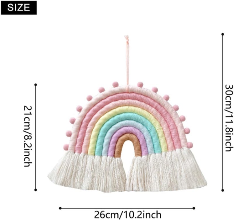 Treehole Large Macrame Rainbow Wall Hanging Decor Handmade Pom Pom Garland Rainbow Decor for Kids Room Girls Bedroom Baby Shower Nursery Decorations - Image 3