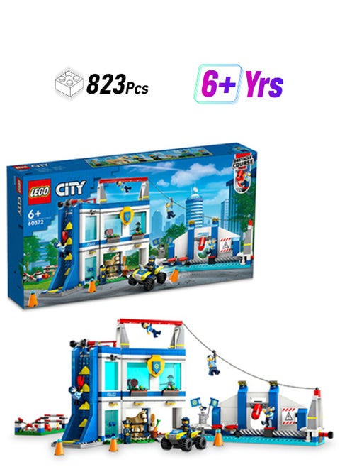 City Police Training Academy 60372 Building Toy Set For Kids Aged 6+, Includes A Fun Obstacle Course With Climbing Wall, Monkey Bars And A Zip Line, Plus 6 Minifigures And A Horse Figure (823 Pieces)