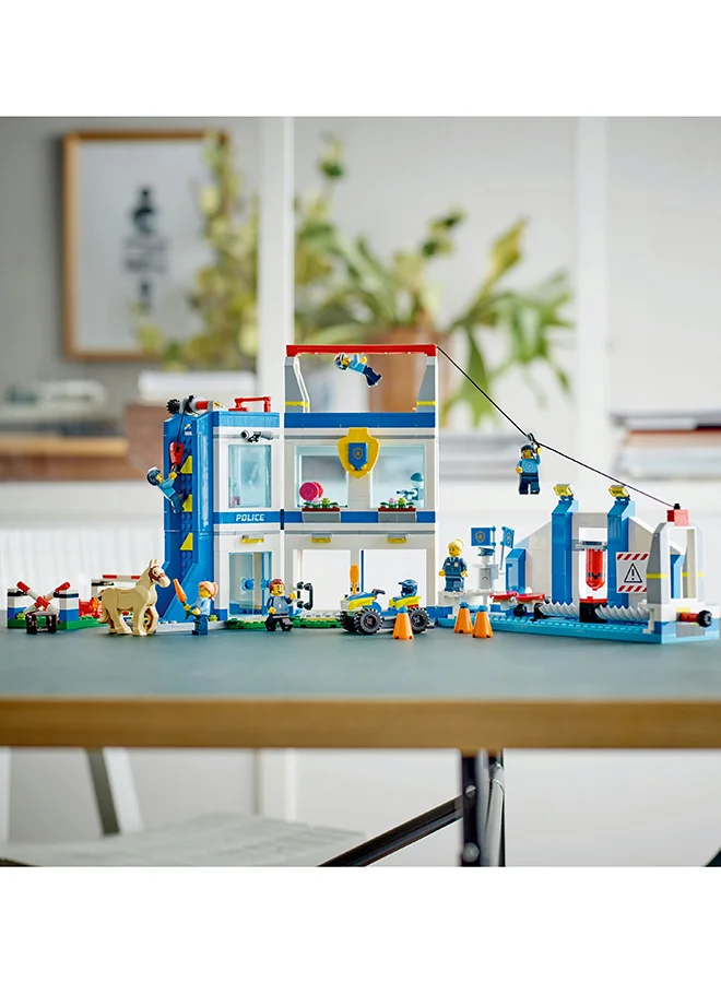 LEGO City Police Training Academy 60372 Building Toy Set For Kids Aged 6+, Includes A Fun Obstacle Course With Climbing Wall, Monkey Bars And A Zip Line, Plus 6 Minifigures And A Horse Figure (823 Pieces)