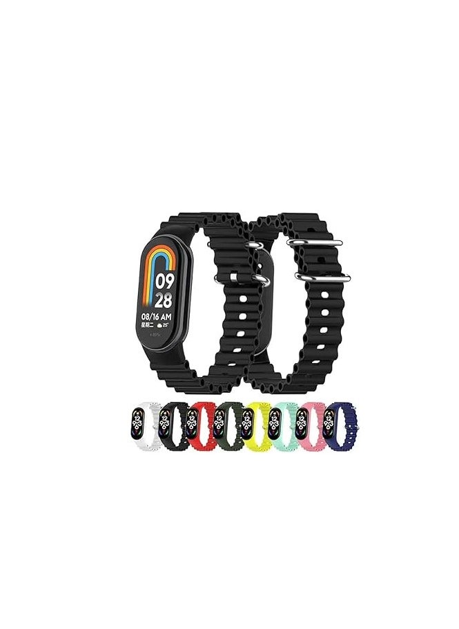 Generic - Ocean Band for Xiaomi Mi Band 9 / Xiaomi Mi Band 8,Adjustable Silicone Stretchy Sport Strap Women Men Replacement Wristband For Xiaomi Smart Band 8 / Xiaomi Smart Band 9 - Image 1