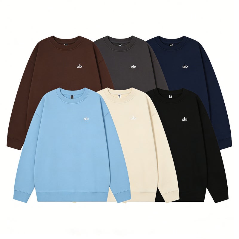 Alo Yoga Unisex Fleece Crew Neck Sweatshirt Set with Embossed Logo - 2026 Spring New  Arrival - Image 2
