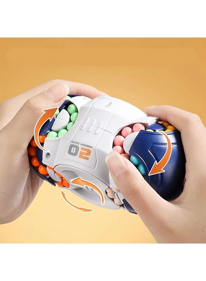 Blue 3D Cylindrical Cube Puzzle Magic Bead Gyro Spinner Toy Durable ABS Resin Gift for Adults Teens - Image 4