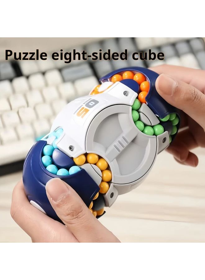 Blue 3D Cylindrical Cube Puzzle Magic Bead Gyro Spinner Toy Durable ABS Resin Gift for Adults Teens - Image 2