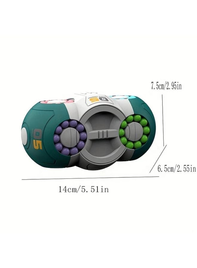 Blue 3D Cylindrical Cube Puzzle Magic Bead Gyro Spinner Toy Durable ABS Resin Gift for Adults Teens - Image 3