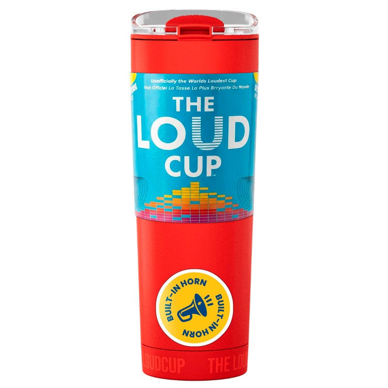 Loud Cup The LoudCup Blow Horn Tumbler, Cheer & Sip 2-in-1 Reusable Water Bottle with Built-In Horn for Sports Games, Tailgates, Parties & Events, BPA-Free, 23 oz, Siren Red - Image 1