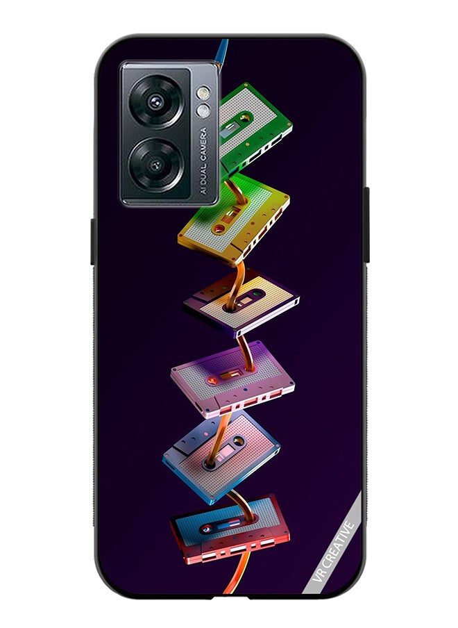 VR CREATIVE Protective Case Cover For Oppo A57 5G Cassette Tape Design Multicolour  - Image 1