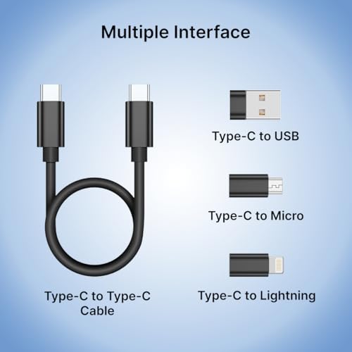 pTron Nexo 60W Multifunctional Fast Charging Data Cable Kit w/Conversion Set USB A & Type C to Male Micro/Type C/iOS, Data Transfer, SIM Storage, SIM Eject Pin, Pocket Mirror & Phone Holder (Black) - Image 3