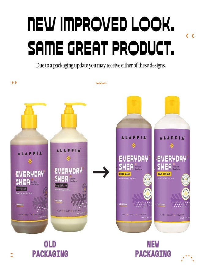Alaffia Body Wash & Body Lotion Set, EveryDay Shea, Lavender – Gentle Skin Cleanser & Moisturizer for Normal to Very Dry Skin, 16 Oz Ea - Image 2