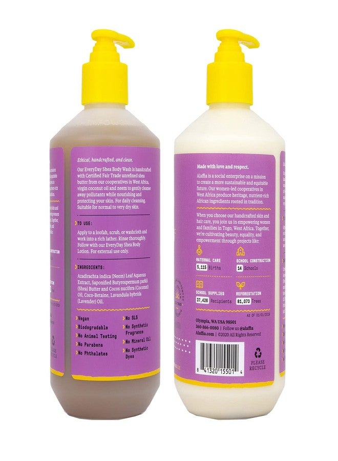 Alaffia Body Wash & Body Lotion Set, EveryDay Shea, Lavender – Gentle Skin Cleanser & Moisturizer for Normal to Very Dry Skin, 16 Oz Ea - Image 3