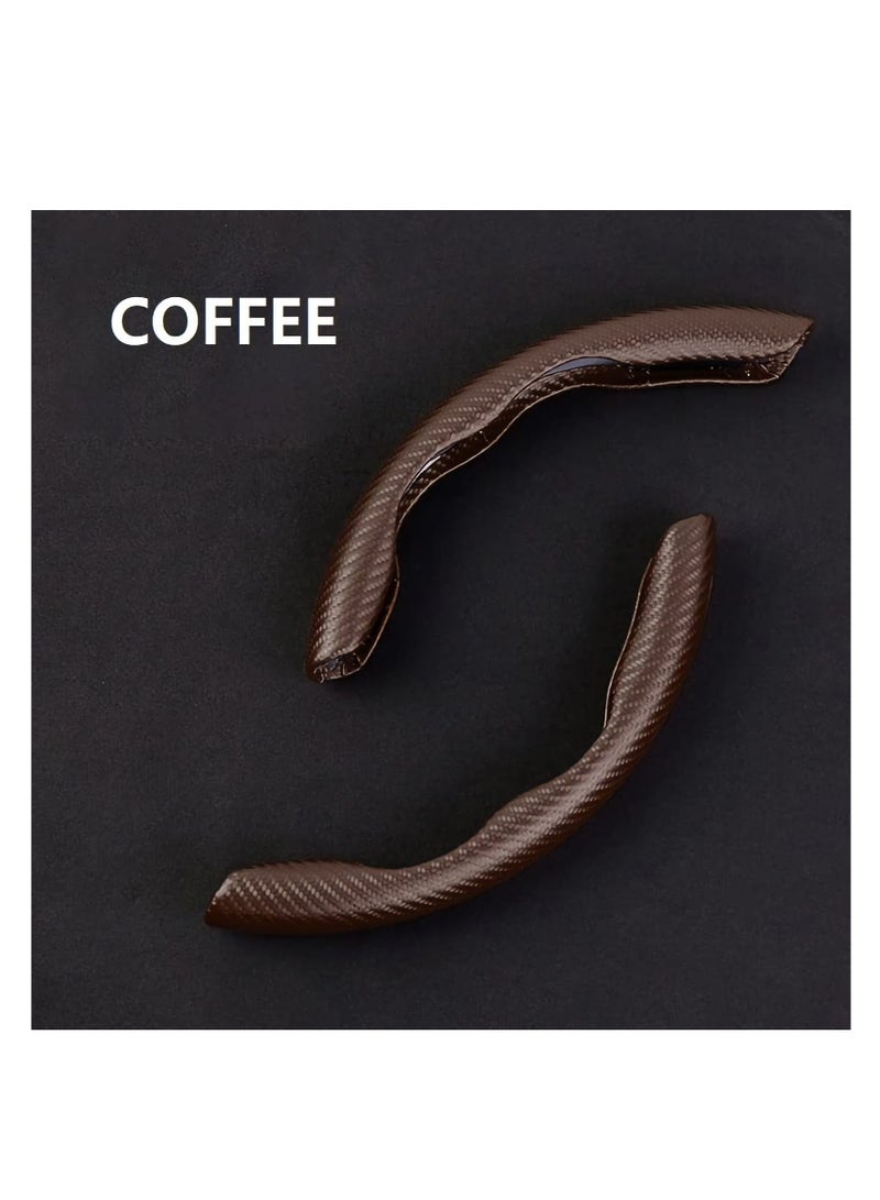 SOLARAE Carbon Fiber Pattern Steering Wheel Cover, Anti-Slip Segmented Steering Wheel Protector Car Accessory for Women&Man, Suitable for Most Models(Coffee) - Image 5