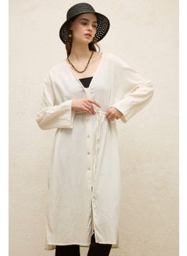 Manuka Cotton Tie-Up Long Tunic in Ecru  - Image 3