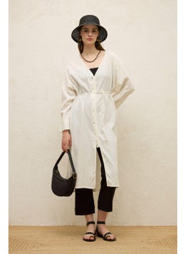 Manuka Cotton Tie-Up Long Tunic in Ecru  - Image 4