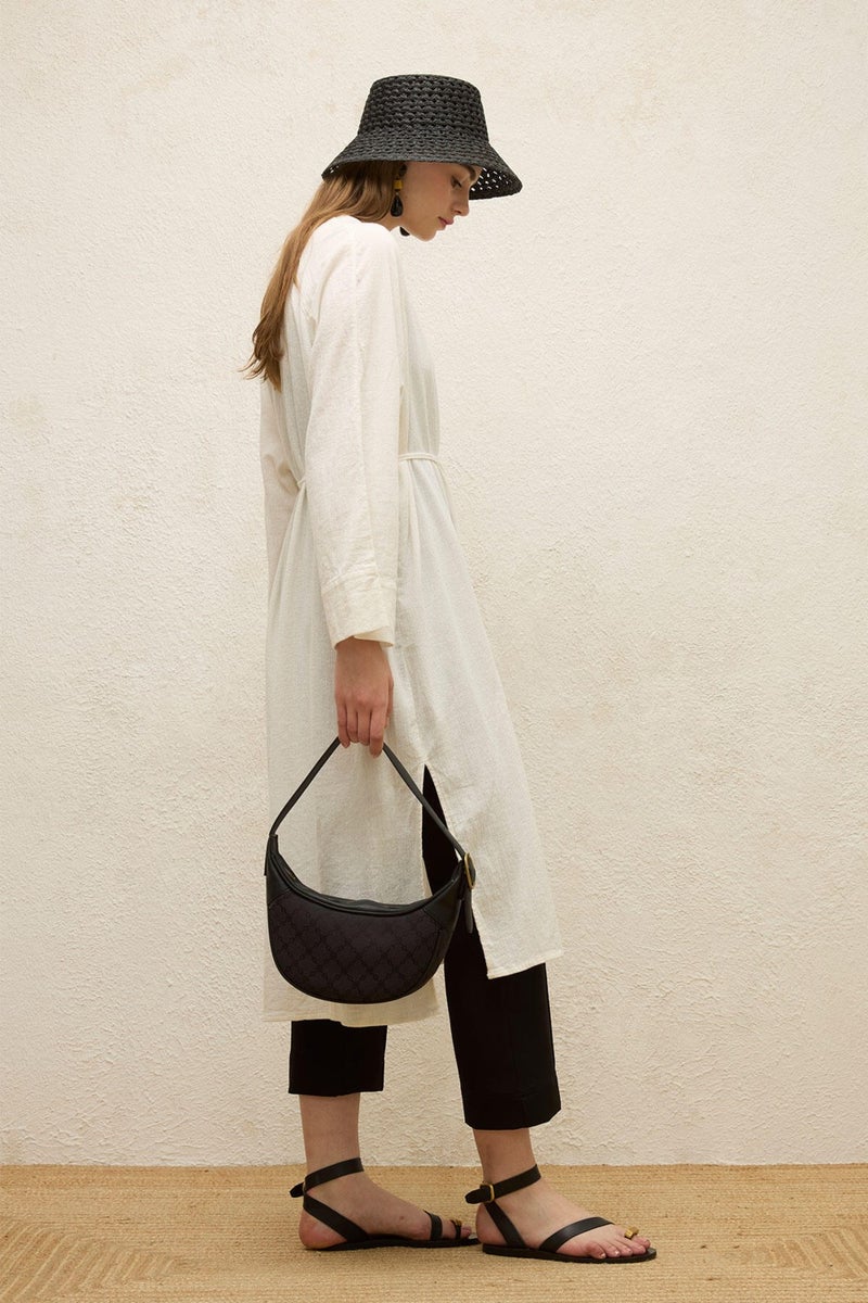 Manuka Cotton Tie-Up Long Tunic in Ecru  - Image 5