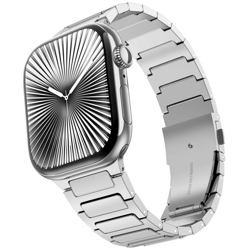 WINGLE Titanium Band for Apple Watch Band Series 11 10 46mm Ultra 321 49mm 45mm 44mm 42mm SE 321 Series 9 8 7 6 5 4 3 2 1 Men Rugged Durable Lightweight Classy Titanium iWatch Strap Silver - Image 2