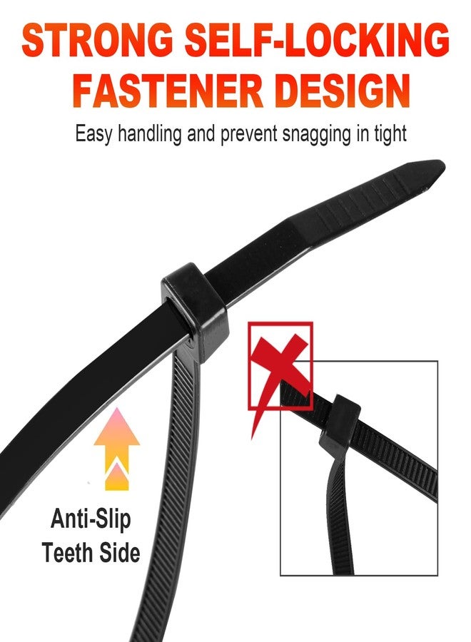 RAZCC Zip Ties, 1200pcs Black Cable Zip Ties 14 Inch, Heavy Duty Plastic Wire Ties with 50lb Tensile Strength, Self-Locking Black Nylon Tie Wraps for Indoor and Outdoor - Image 4