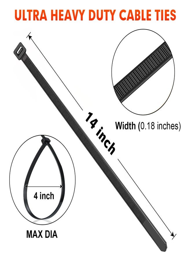 RAZCC Zip Ties, 1200pcs Black Cable Zip Ties 14 Inch, Heavy Duty Plastic Wire Ties with 50lb Tensile Strength, Self-Locking Black Nylon Tie Wraps for Indoor and Outdoor - Image 2