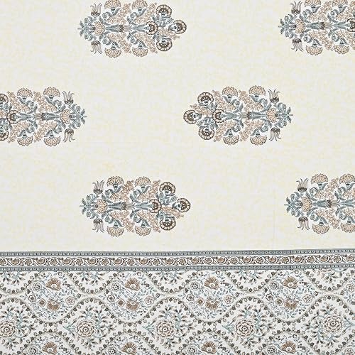 EasyGoods® 100% Pure Cotton Jaipuri Bedsheet with Pillow Covers | Soft & Breathable Fabric | Traditional Floral Print | Single Size | Brown 2 - Image 5