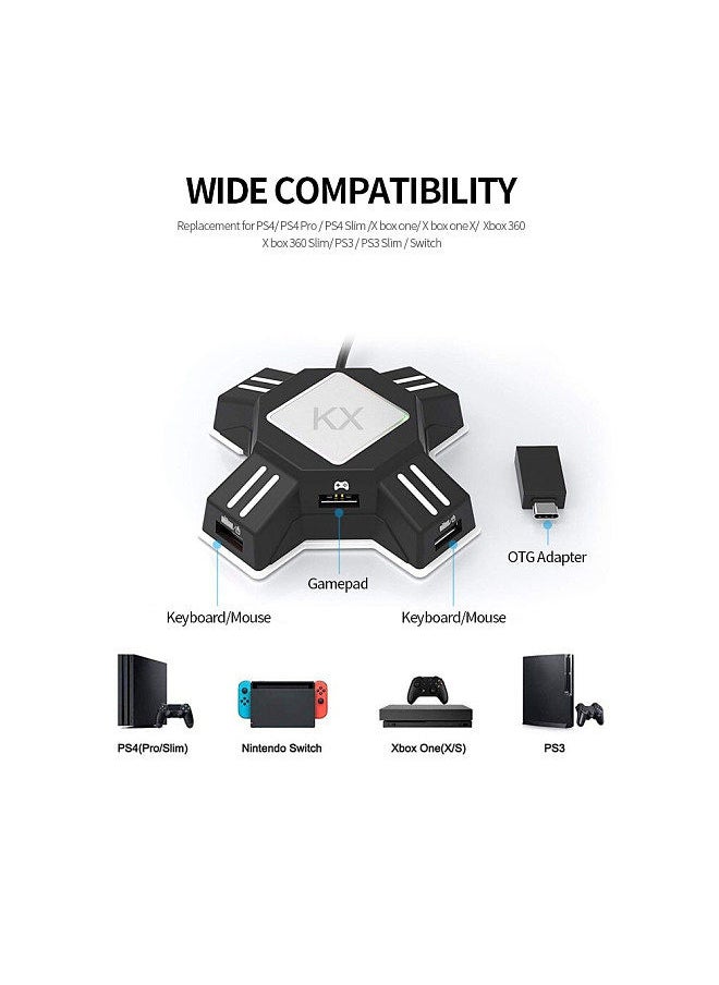 Generic - KX Adapter USB Mobile Gaming Keyboard and Mouse Converter Plug and Play Replacement for N Switch/Xbox One/ PS4/ PS3 Black - Image 1