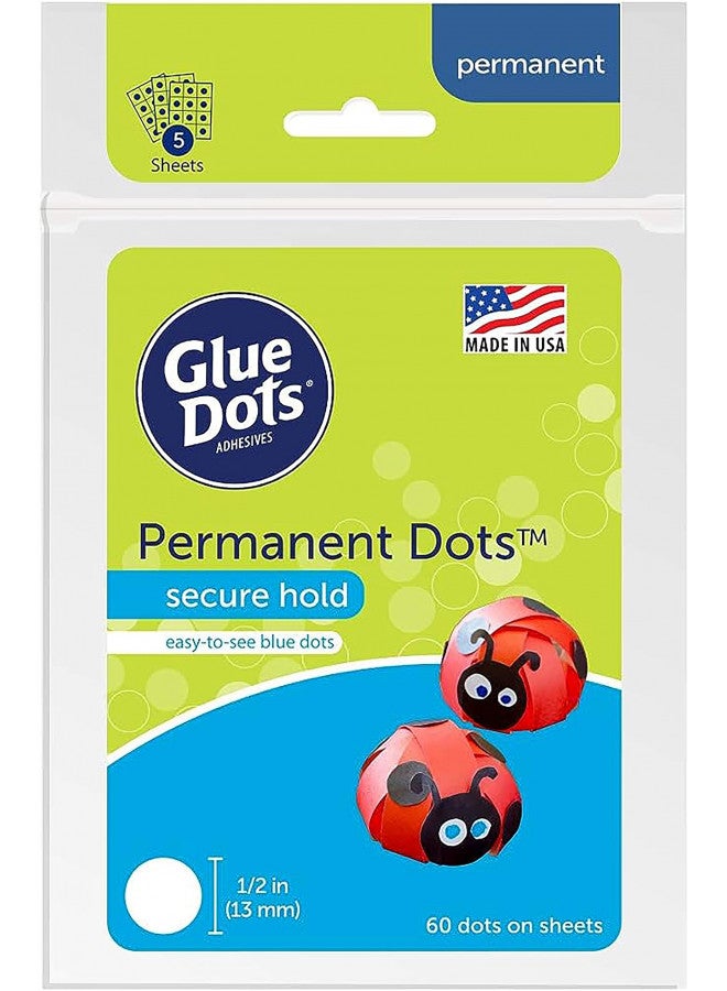 Glue Dots Permanent Glue Dots, Blue, Pack Of 60 - Image 1
