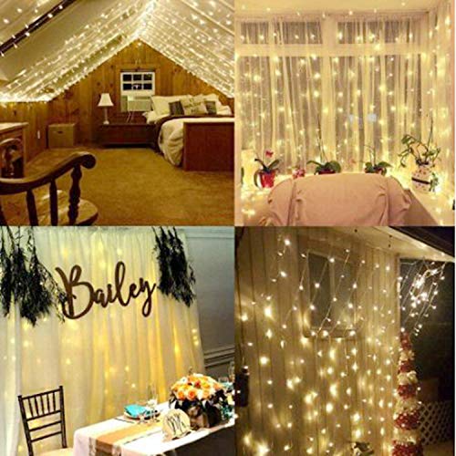 JMTGNSEP LED String Light 300 LED Lights 8 Modes Control Decoration USB Powered Waterproof Lights for Curtain Christmas Bedroom Party Wedding Home (9.8ft X 9.8ft ,White) - Image 4