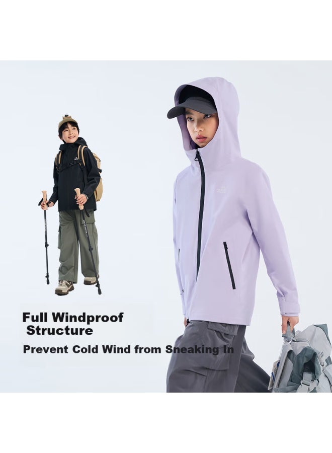 PELLIOT Pelliot Outdoor Children's Single-layer Assault Jacket Spring Windproof Rainproof Jacket Purple 160  - Image 2