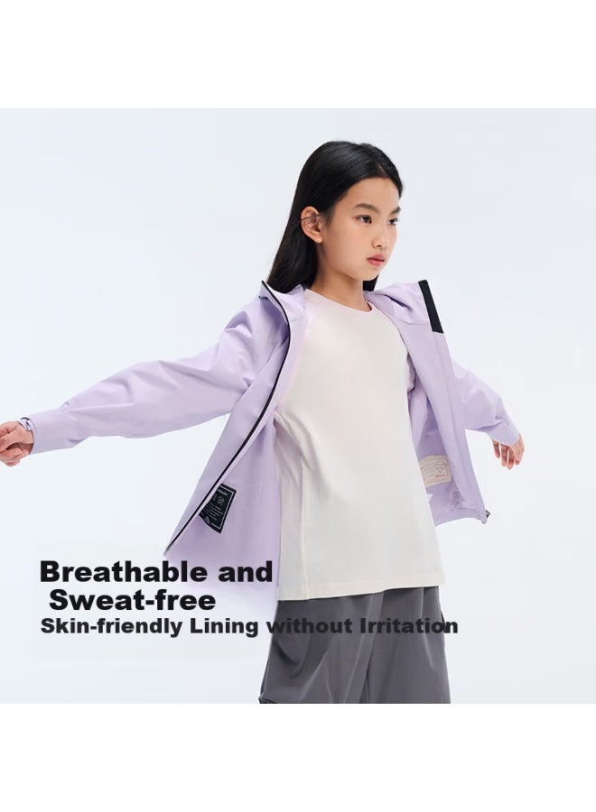 PELLIOT Pelliot Outdoor Children's Single-layer Assault Jacket Spring Windproof Rainproof Jacket Purple 160  - Image 3