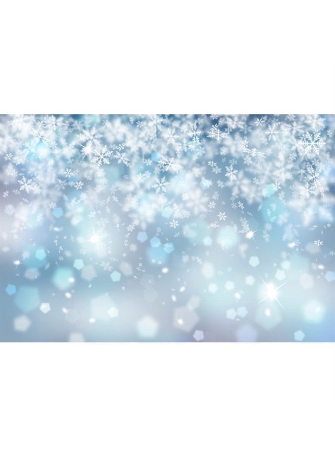 LFEEY 10x8ft Falling Snowflake Portrait Backdrops for Photography Winter Ice Snow Flakes Photo Shoot Newborn Kids Baby Adults Wedding Photo Background Vinyl Photo Booth Props - Image 1