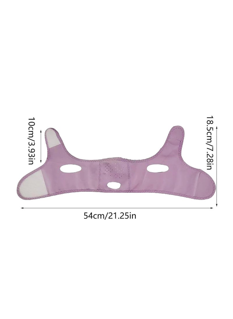 إسكدنيا Double Chin Reducer, V Line Mask Facial Slimming Strap, Reusable Face Lifting Belt, Chin Up Eliminator, Breathable  Comfortable, Anti-Sagging Jawline Shaper for Women  Men (Purple) - Image 2