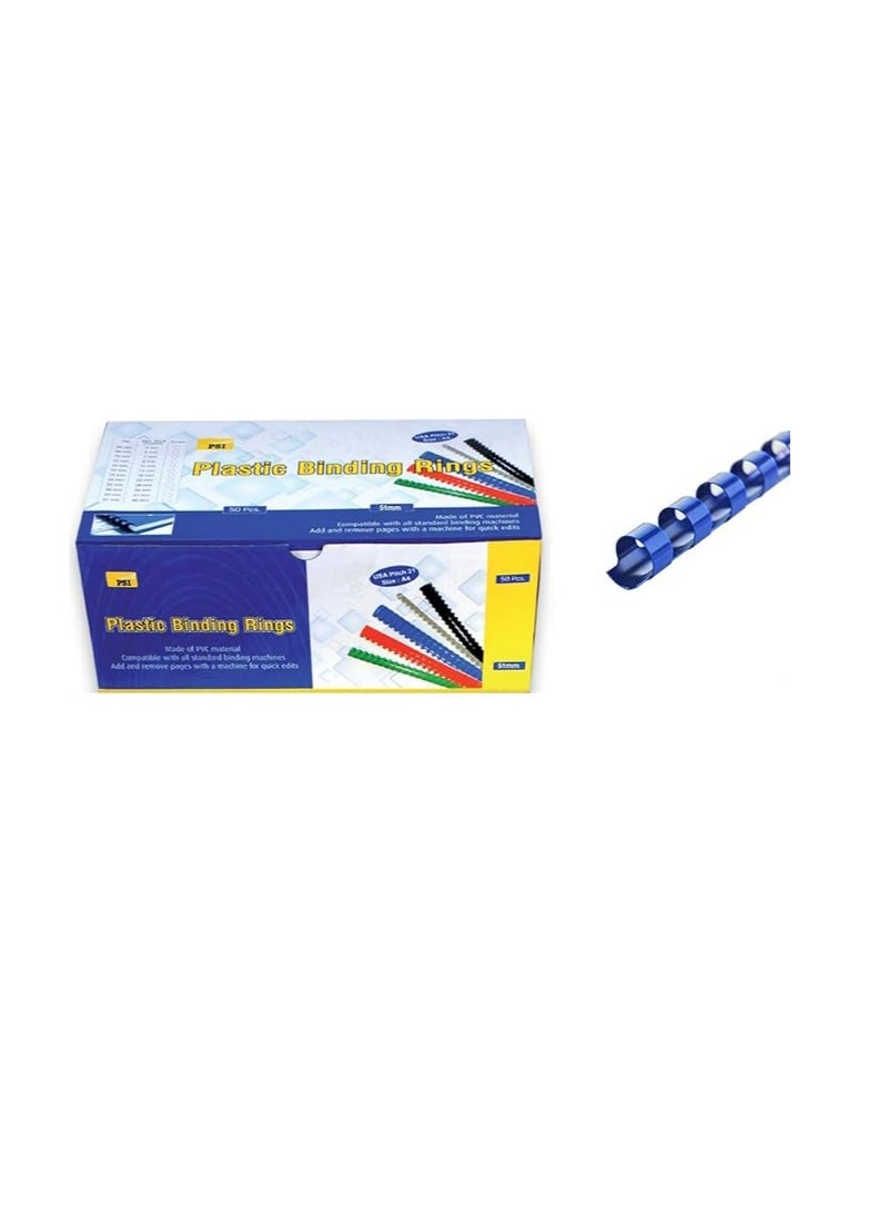 Psi - Plastic Binding Ring 51mm, Blue 50PCS - Image 1