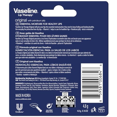 Vaseline Lip Therapy Original 8-Pack – Moisturizing Lip Balm for Very Dry Lips, 0.16 Oz Ea - Image 2