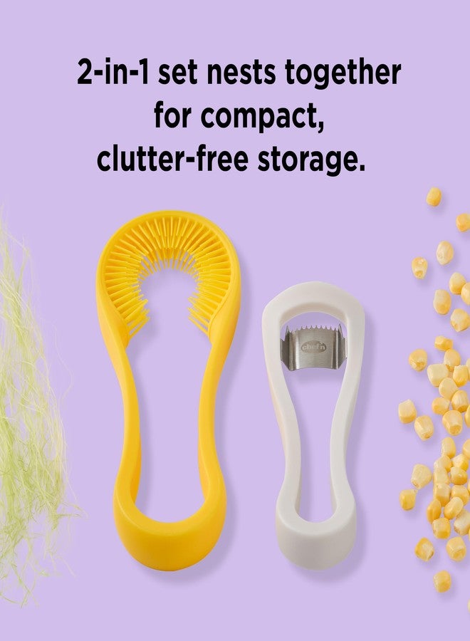 Chef'n Chef’n Nesting Corn Tool Set, Corn Peeler and Desilker Brush, 2-in-1 Corn Silk Remover and Cob Stripper - Image 4